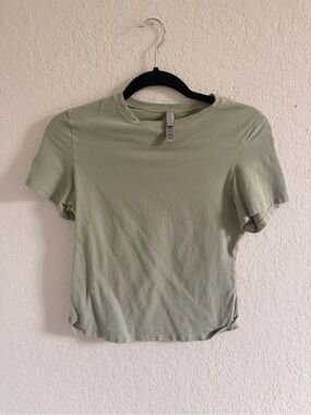 SKIMS Short Sleeve Crewneck Top in Sage